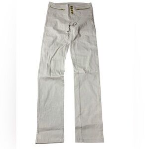 Seductions High Waisted Gold Button Zipper Dress Pants - XS/TP Beige